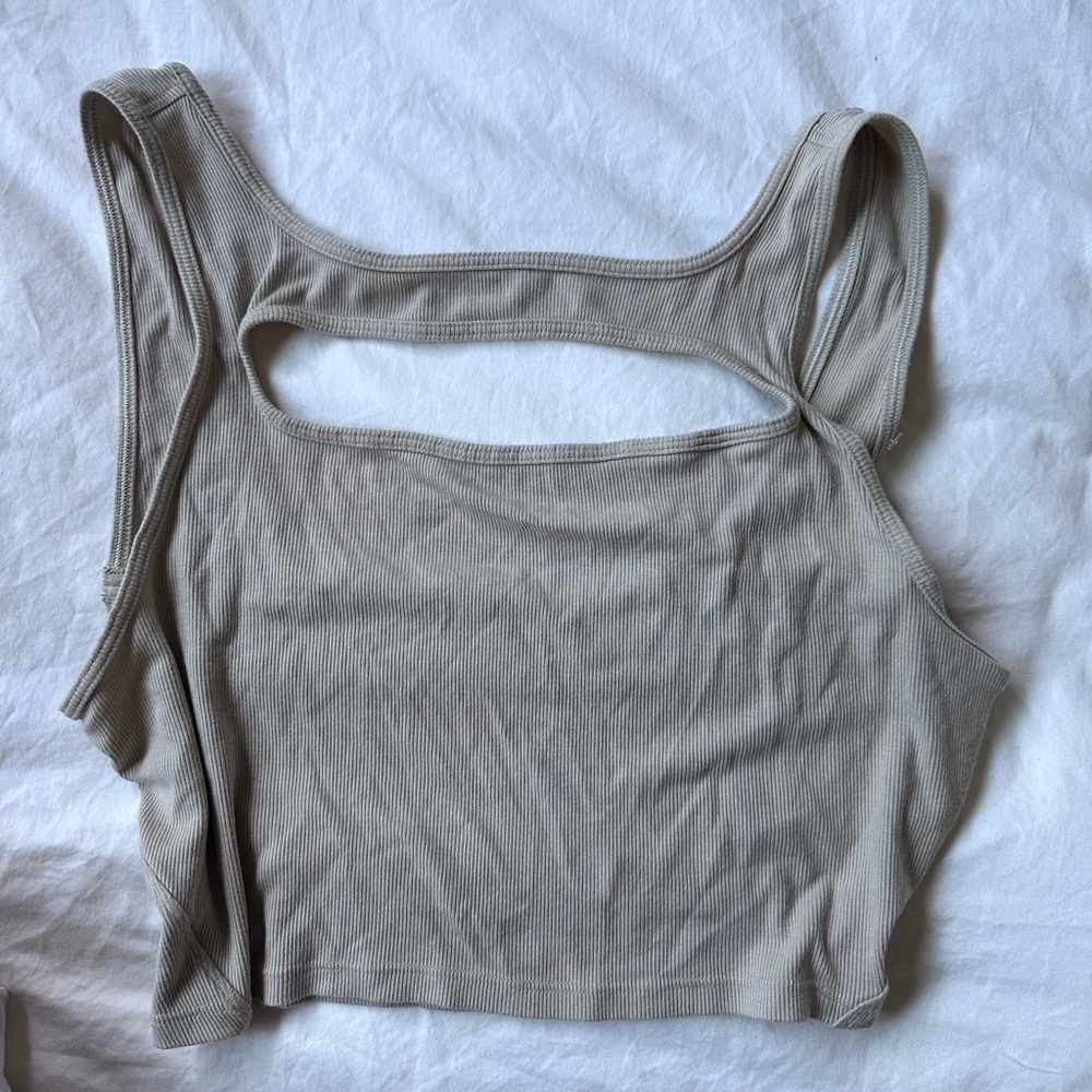 Rare Lululemon Sleeveless Cutout Ribbed Crop Top - Taupe